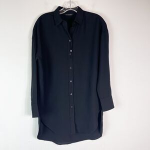 Armani Exchange NWOT Women’s Long Sleeve Button Down Tunic Top Black Size XS